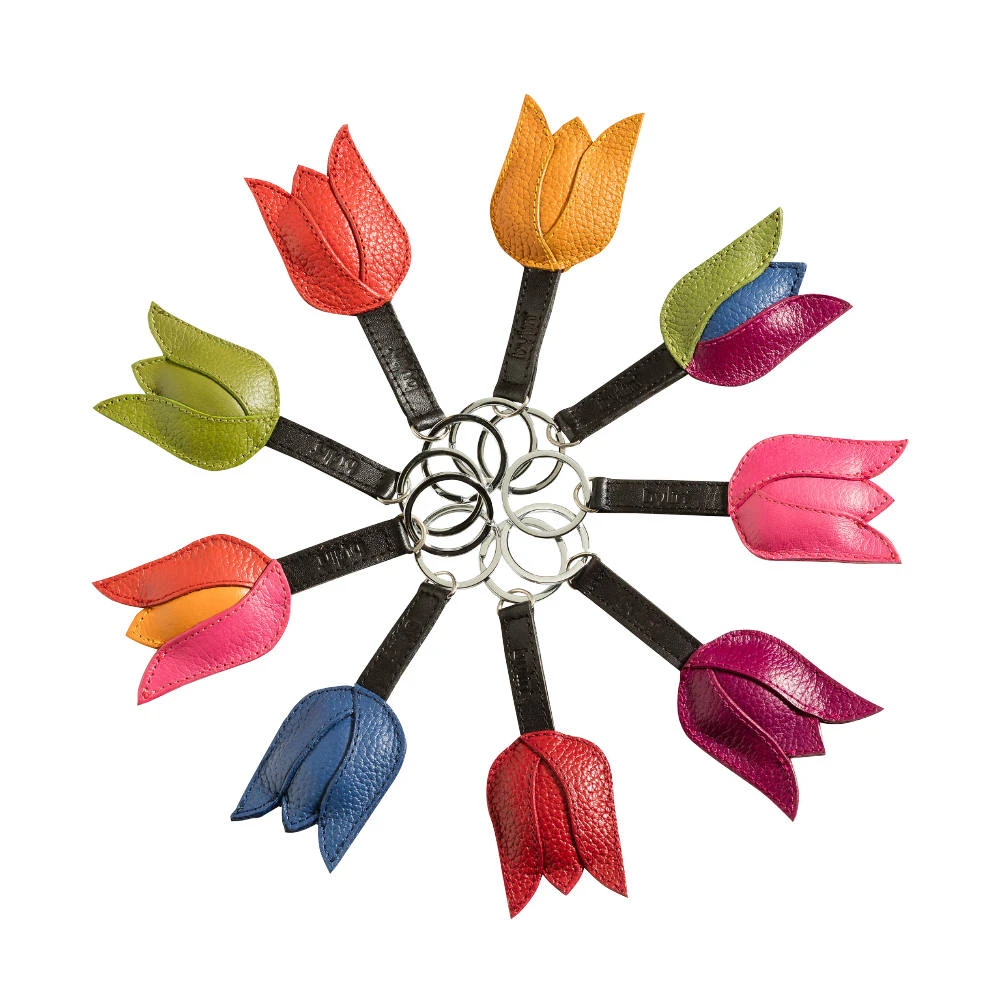 Tulip Keyring Structure Leather Pink