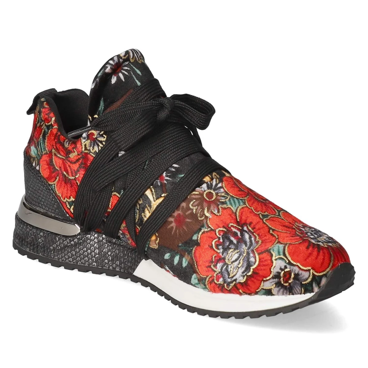 La StradaLow Sneaker - Velvet Black / Red Flower