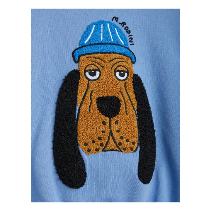 Mini Rodini Sweat Coton Bio Brodé Chien | Bleu ciel