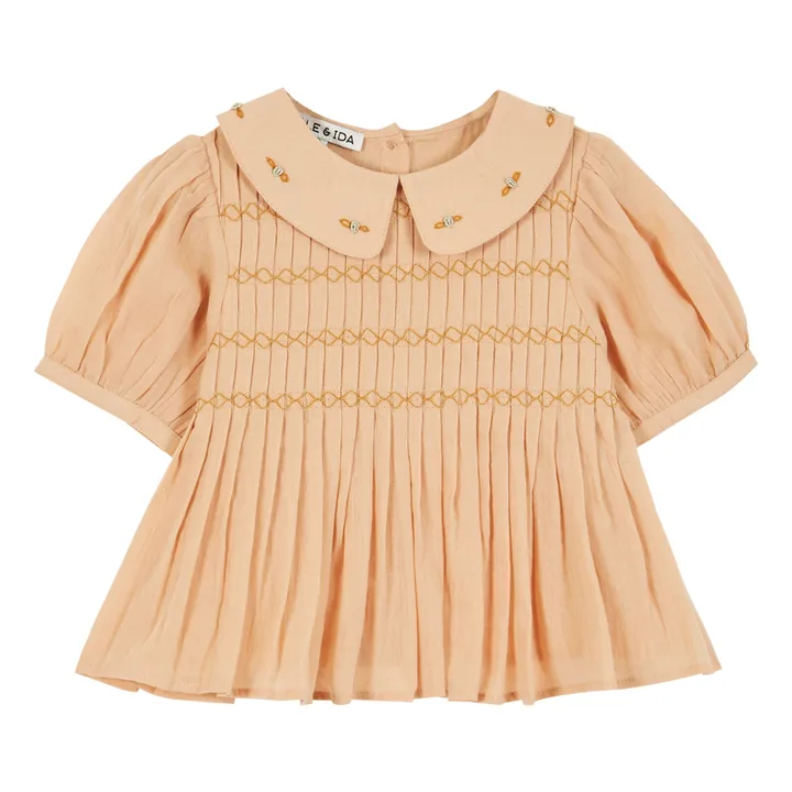 Emile et Ida Blouse Smockée Brodée | Beige