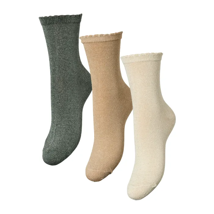 Pieces Sebby Glitter Sokken Dames (3-pack)