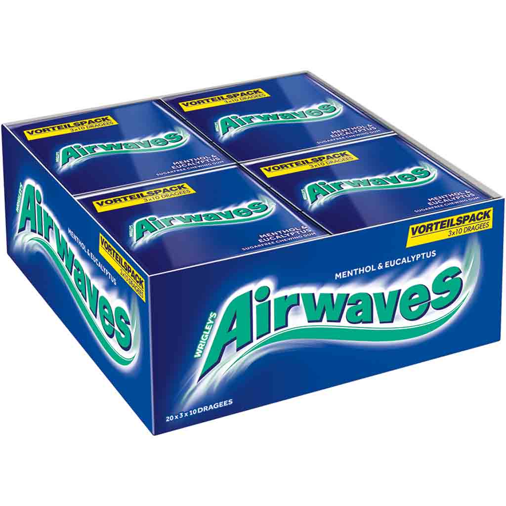 Wrigleys Airwaves Menthol & Eucalyptus 20x 3er á 45g=900g MHD:19.1.26