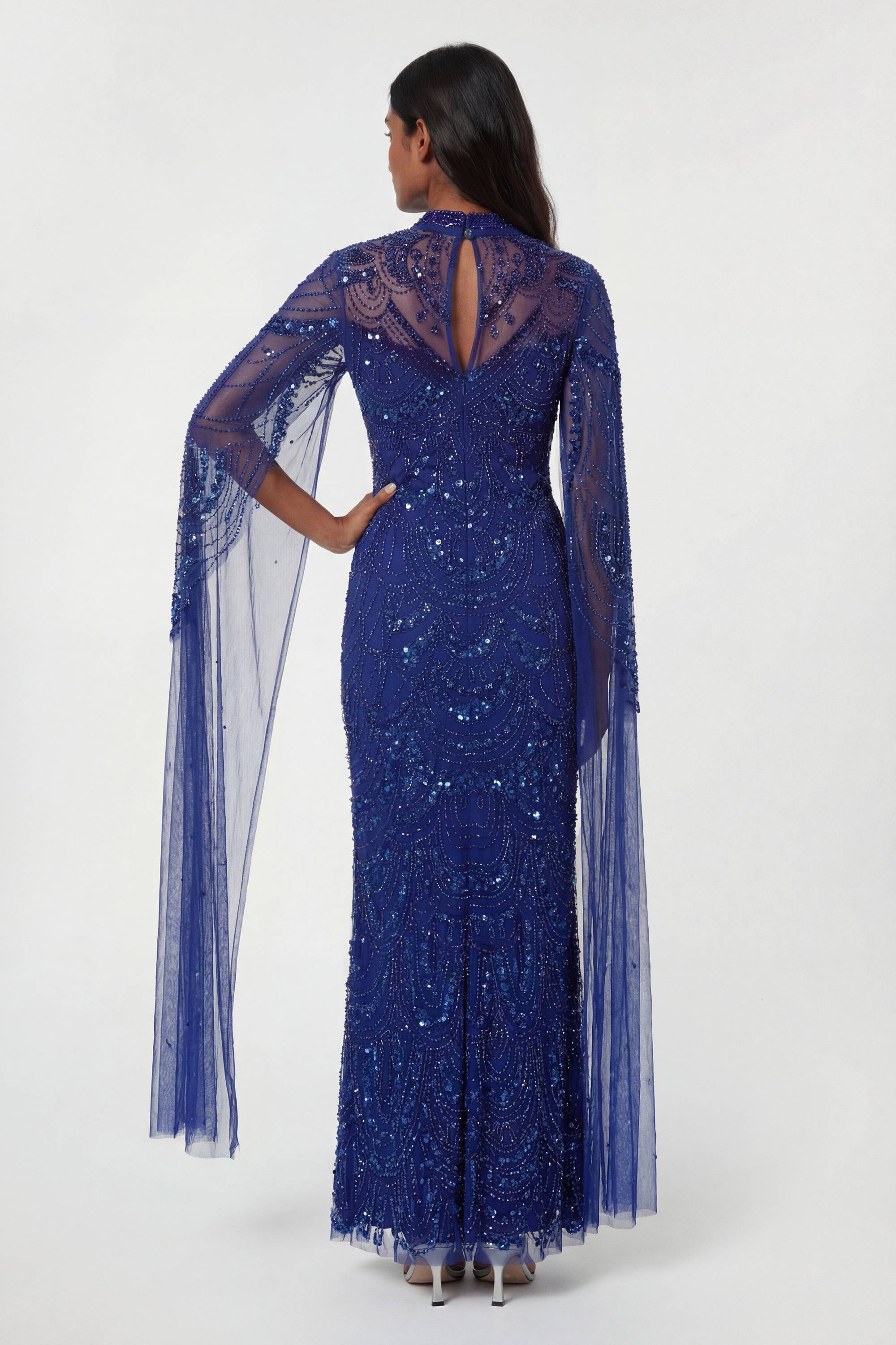 KarenMillen Robe Mi-longue Tissée À Cape Ornée De Perles Petite Premium