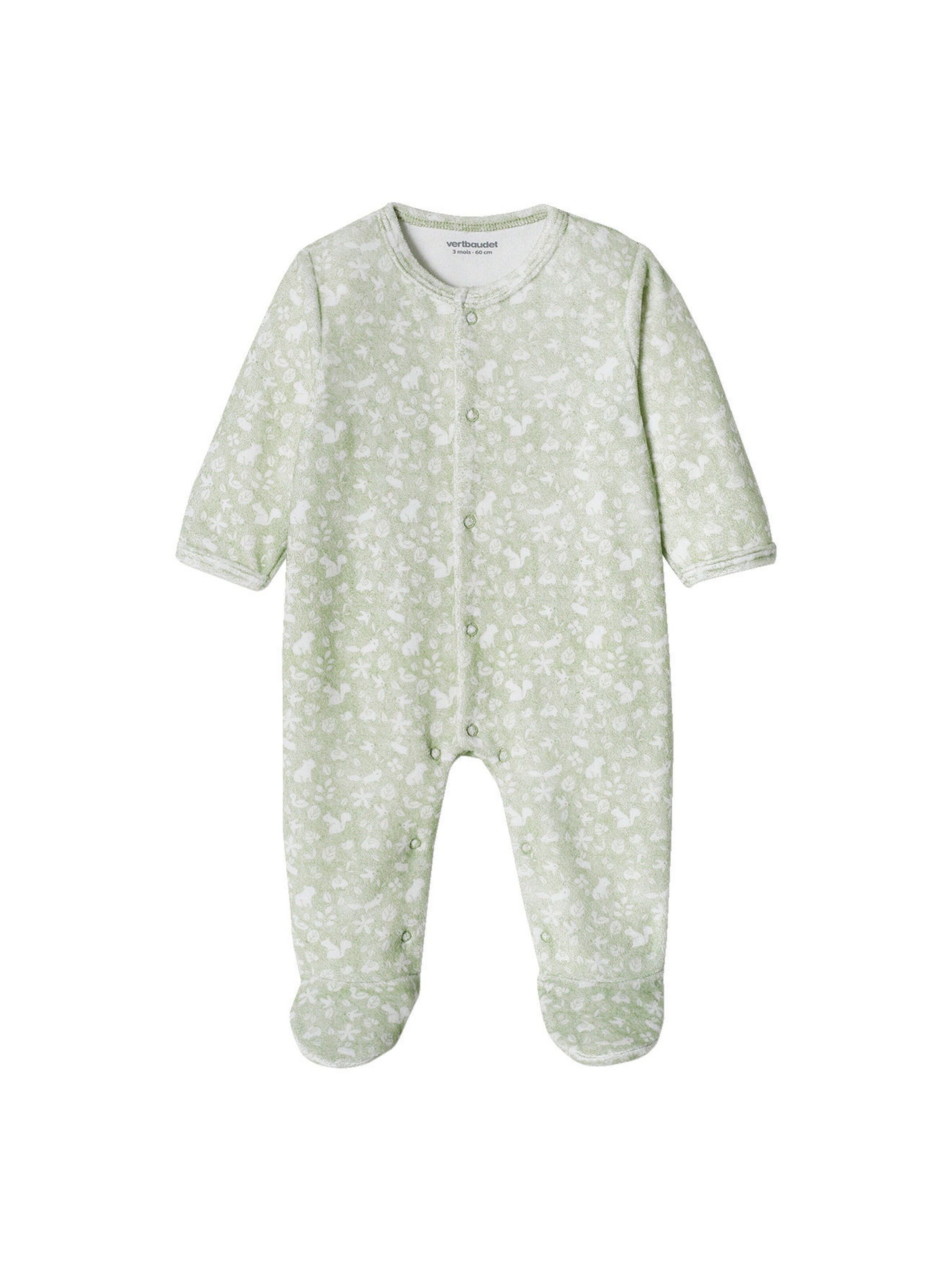 Vertbaudet Baby Samt-Strampler, Hase aqua