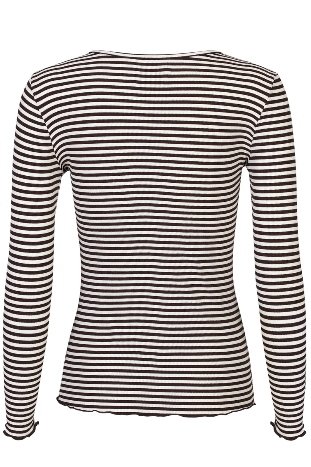 Liberte Natalia Ls Round Neck Blouse d brown creme small stripe