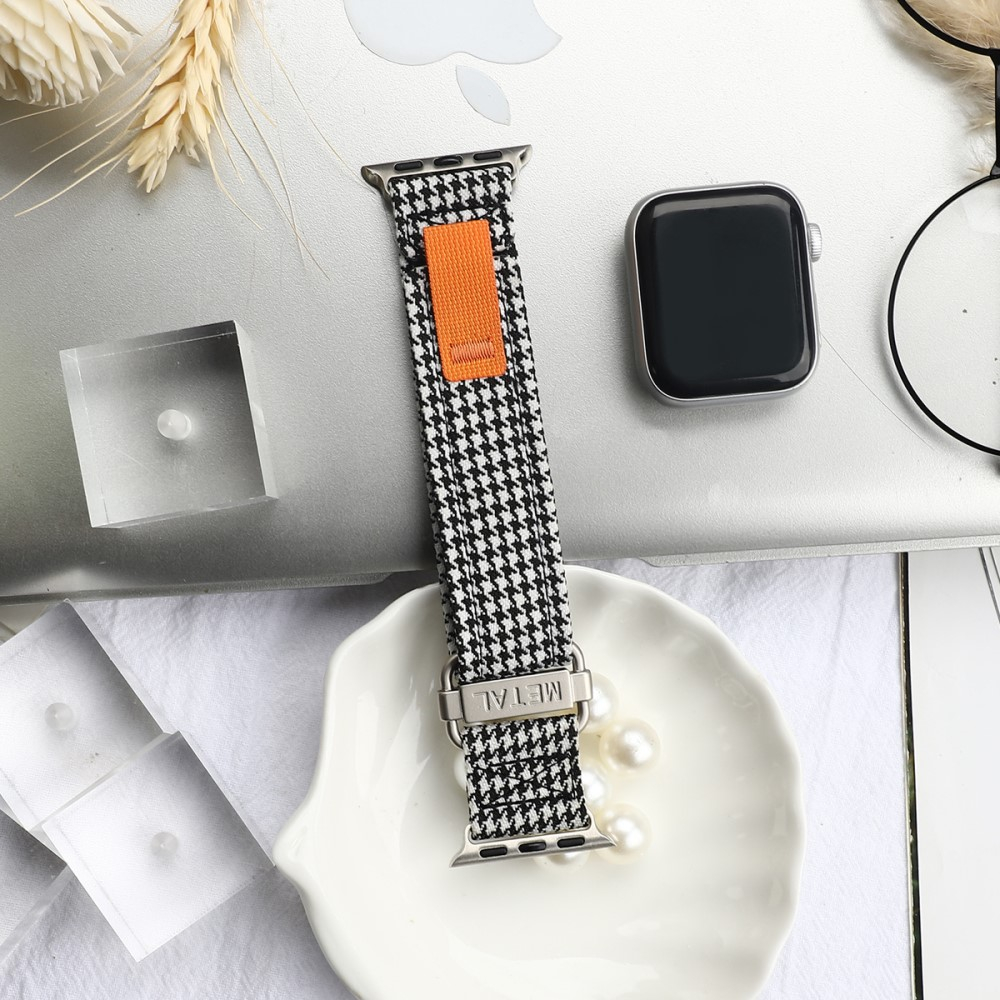 Apple Watch (42/41/40/38 mm) Nylon Armband Schachbrettmuster mit Klettverschluss (Gelenkumfang: 130 - 220 mm) - Schwarz / Weiss