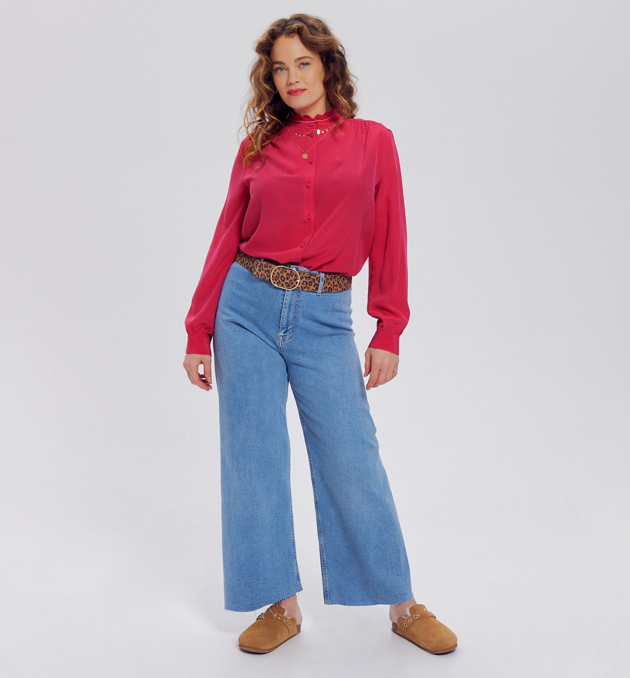 Chemise en soie unie Femme - Rose
