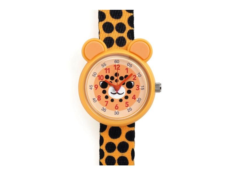 DJECO Armbanduhr Gepard Orange/Schwarz Elegante Quarzuhr für Kinder