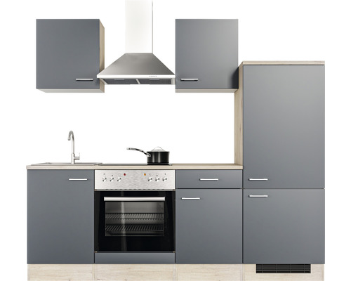 Flex Well keukenblok met apparatuur Tiago 220 cm basaltgrijs mat gedemonteerd omkeerbaar 00012239