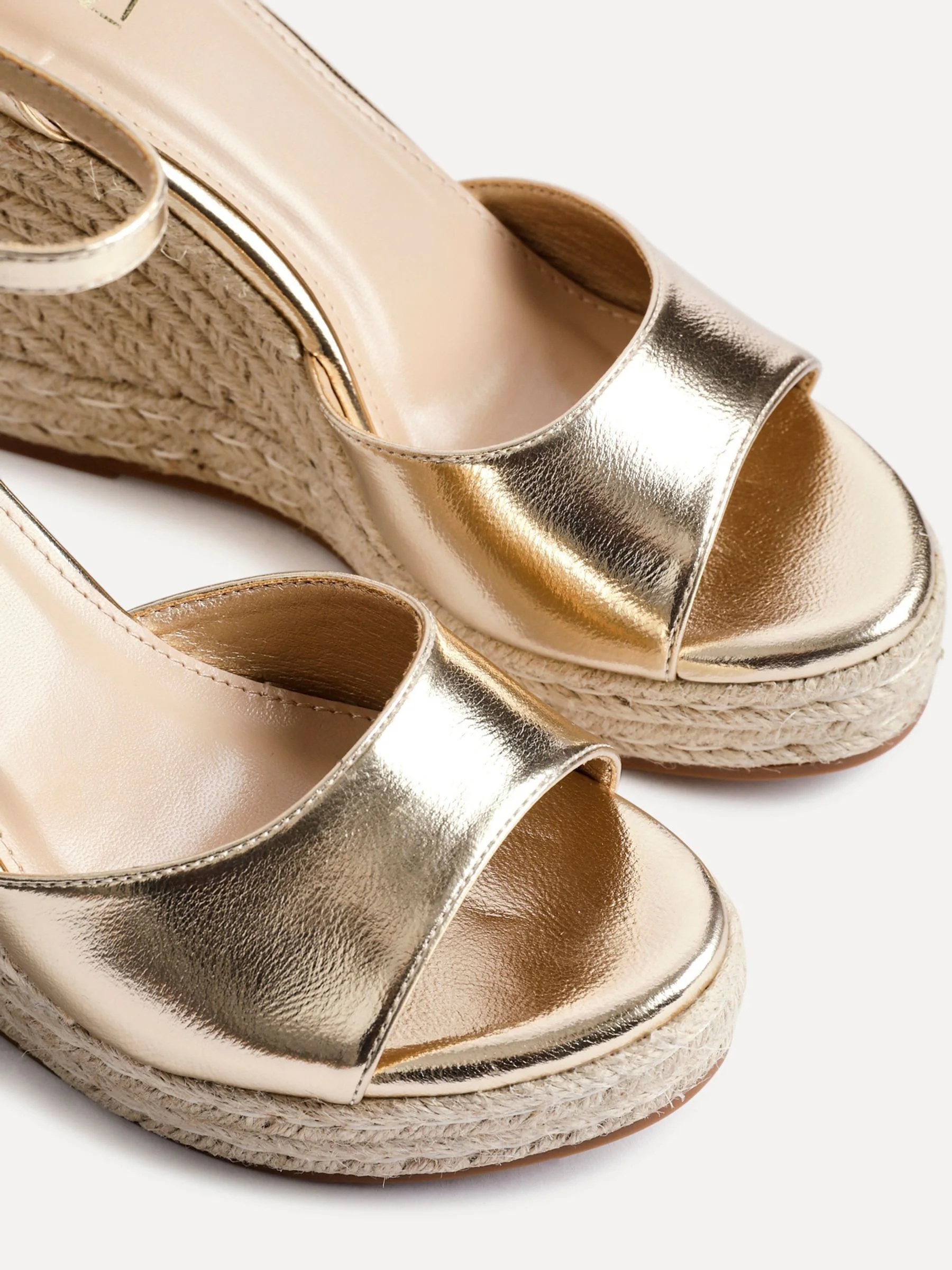 Goud - Linzi Gracio Rope Platform Espadrille Wedges With Wrap Around Ankle sandals