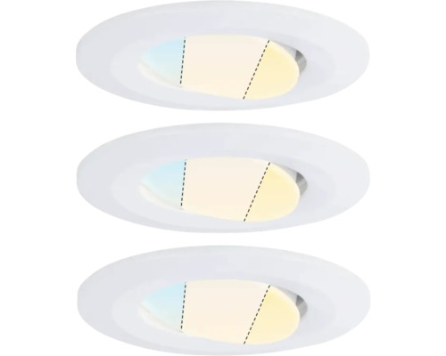 LED inbouwspot basisset IP65 3x5W 3x400 lm 3000-6500 K Ø 9/6,8 cm wit Kleurtemperatuur regelbaar via wandschakelaar 230V