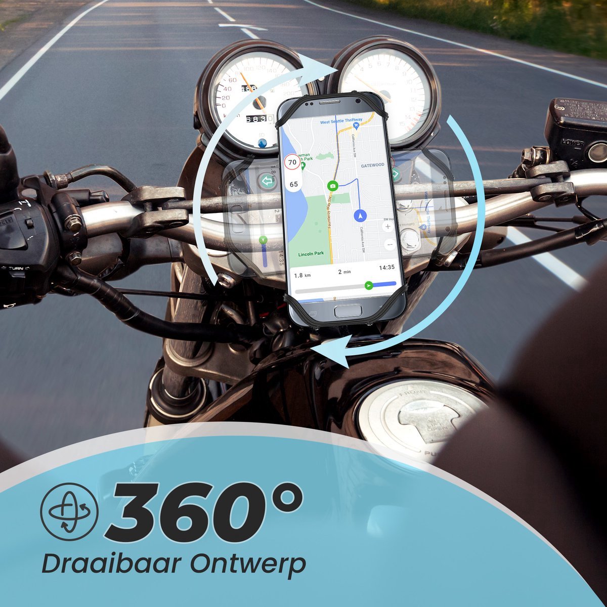 Travelhawk fiets telefoonhouder - Black