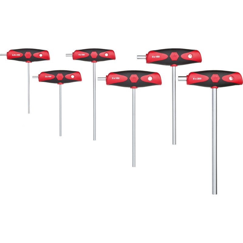 Wiha HEX stiftsleutelset met ComfortGrip T-greep 6-delig