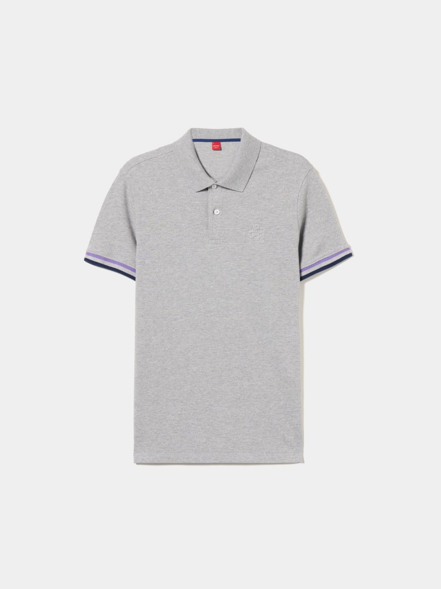 Polo piqué slim fit com riscas
