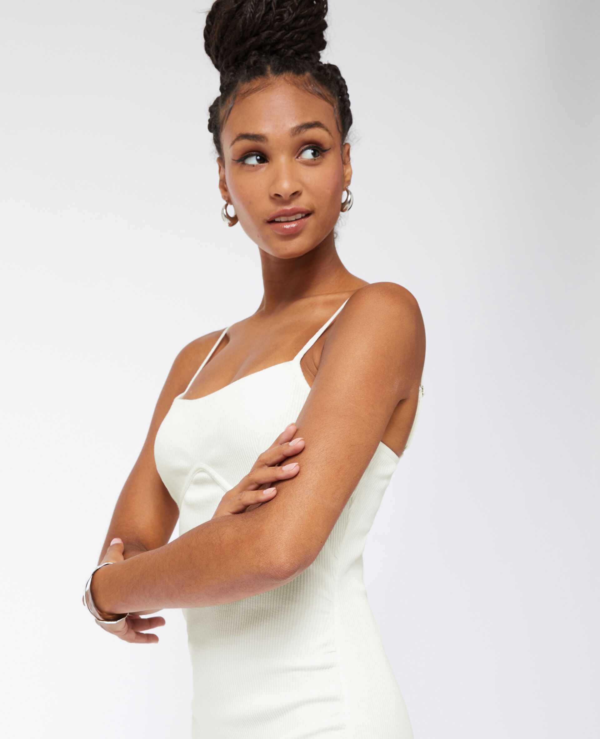 Robe courte moulante façon corset - Blanc