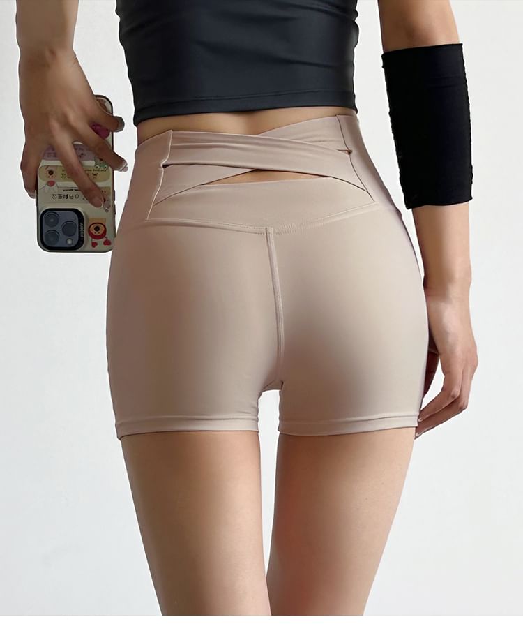 Engiko - Yogashorts met hoge taille en effen uitsnijdingen