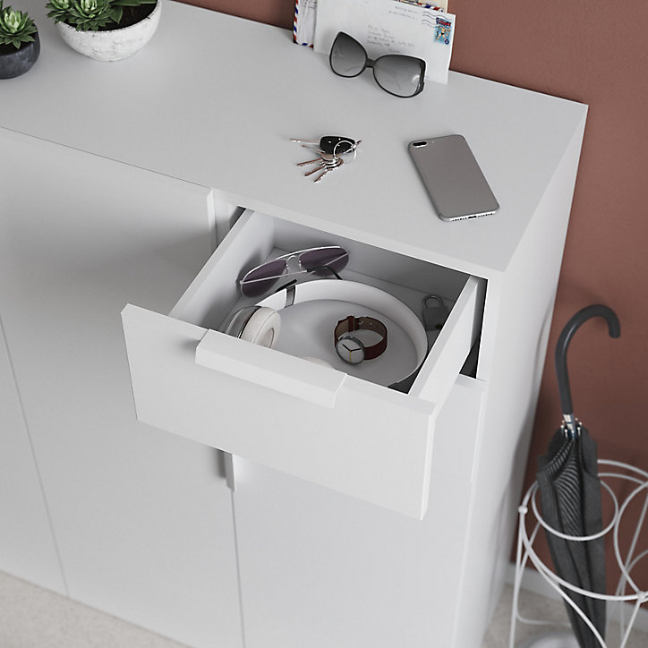Lot de 2 poignées acier blanc Edge Atomia L. 16,5 cm GoodHome