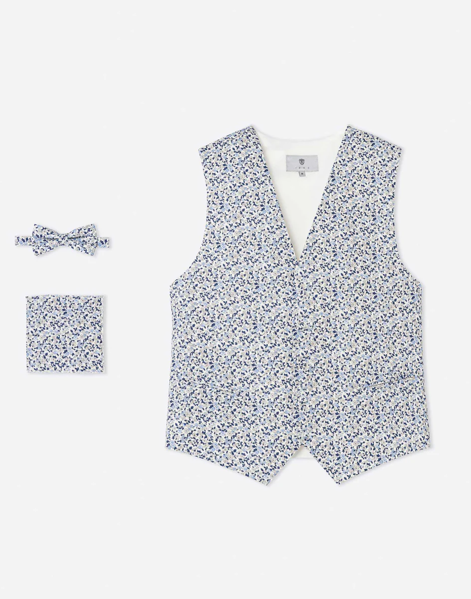 Gilet cérémonie motif bleu ciel 