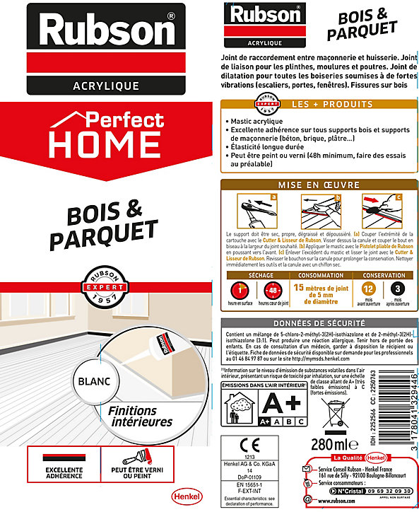 Joint de finition Rubson blanc 280ml