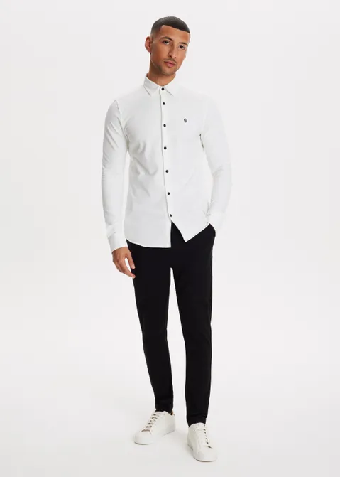 Overhemd pique stretch wit (WIT)