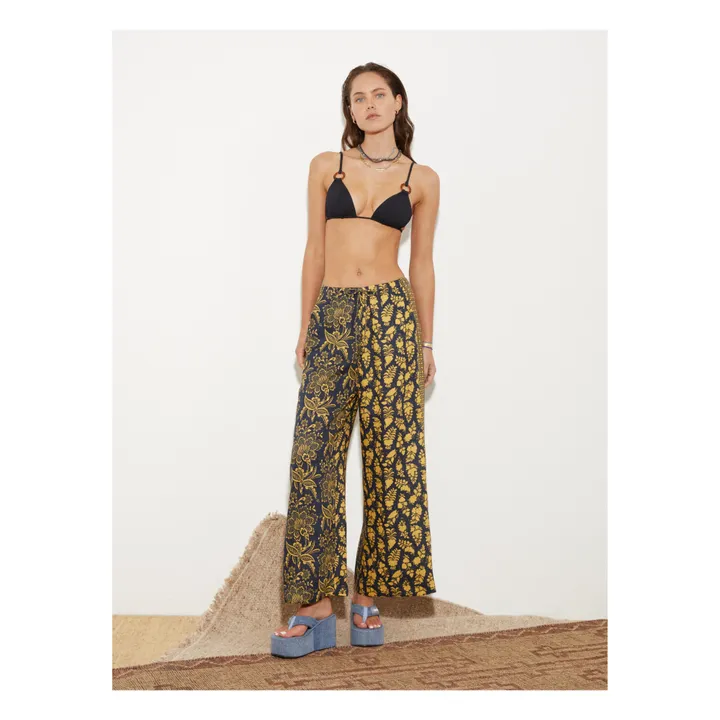 Boteh Pantalon Large Florimonde Patchwork | Bleu foncé