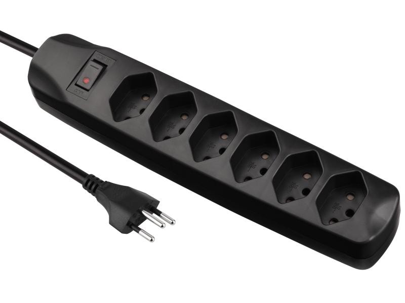 FURBER.power Steckdosenleiste 6x T13 mit Schalter, 5 Stück Steckdosenleiste, Schwarz