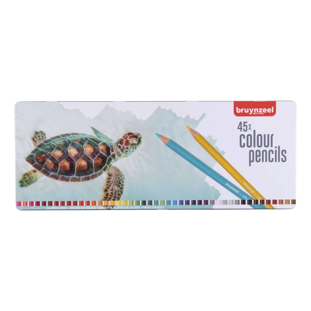 Bruynzeel kleurpotloden schildpad in blik - 45 stuks