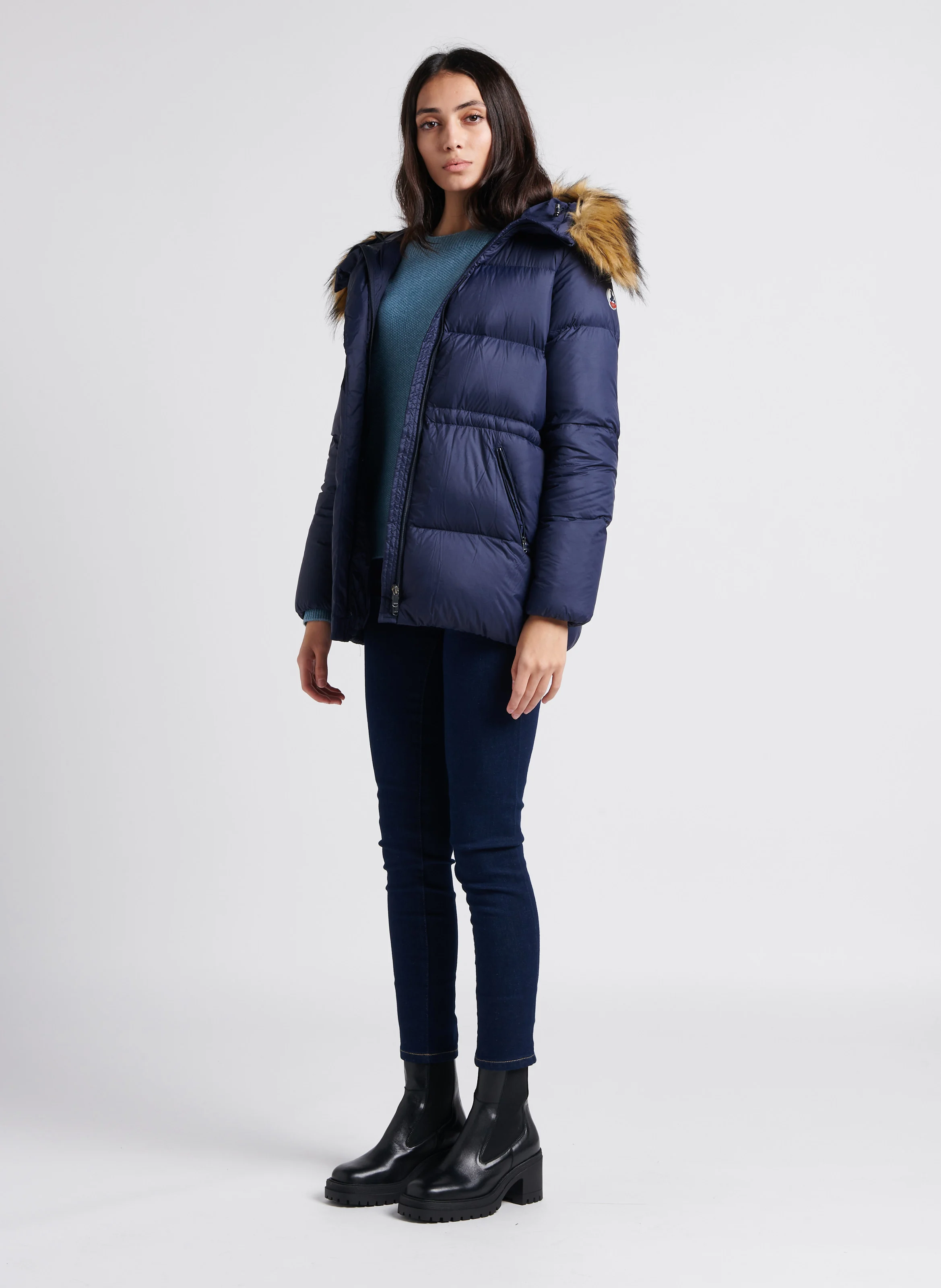 LUXE 2.0 - Doudoune à capuche droite | Bleu