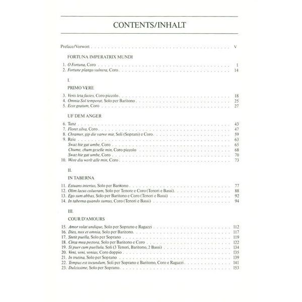 Edition Eulenburg Orff Carmina Burana