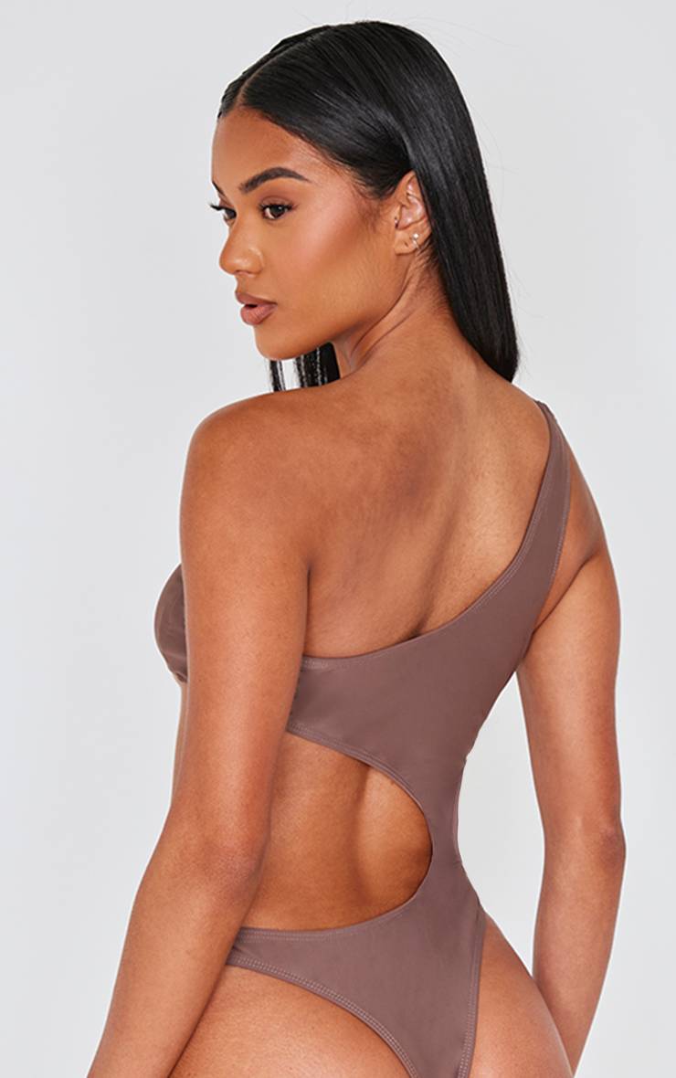 Chocolat Maillot De Bain Échancré Avec Ornements De Pierres