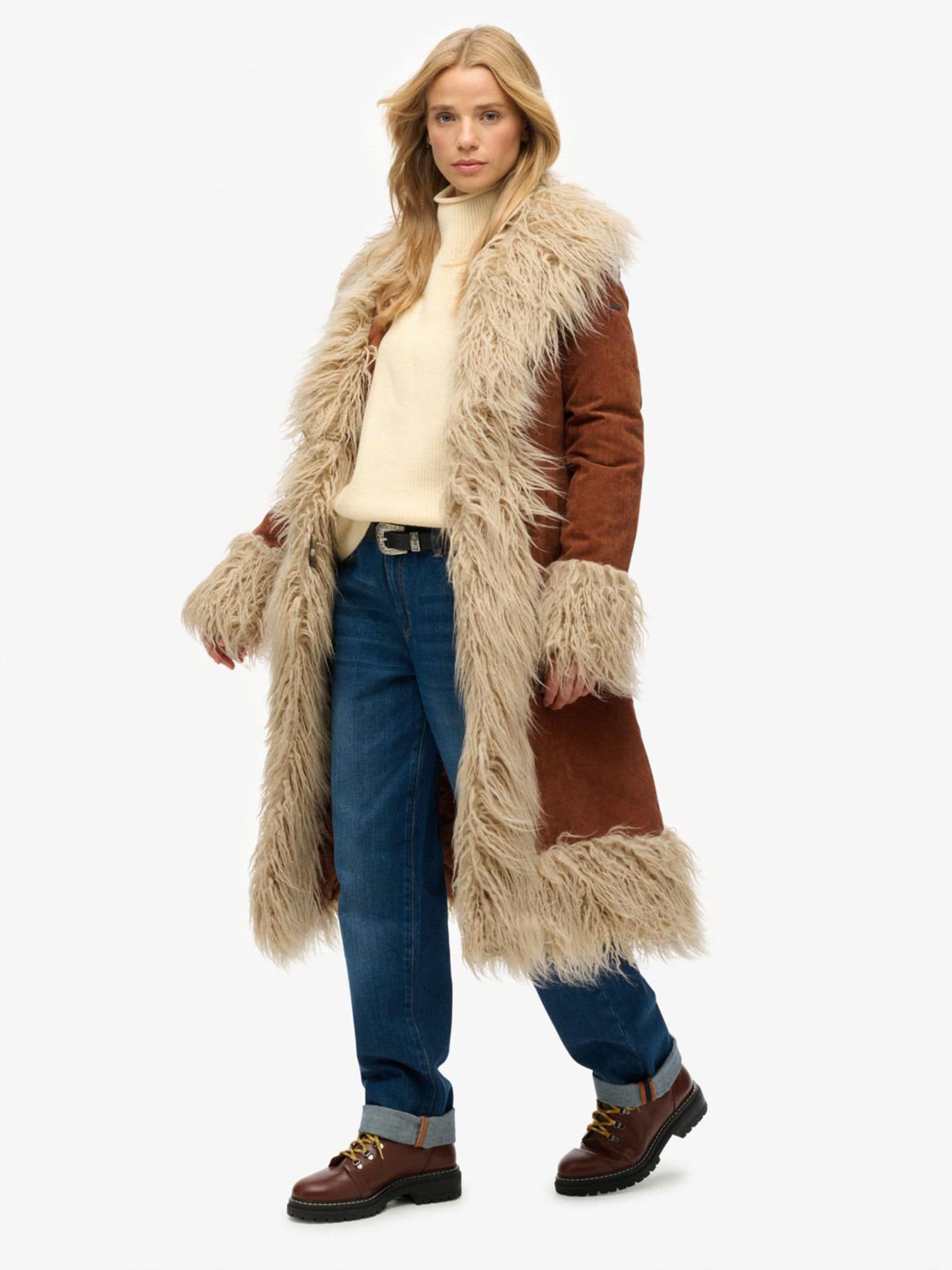Kastanjebruin - Superdry Long Afghan Coat