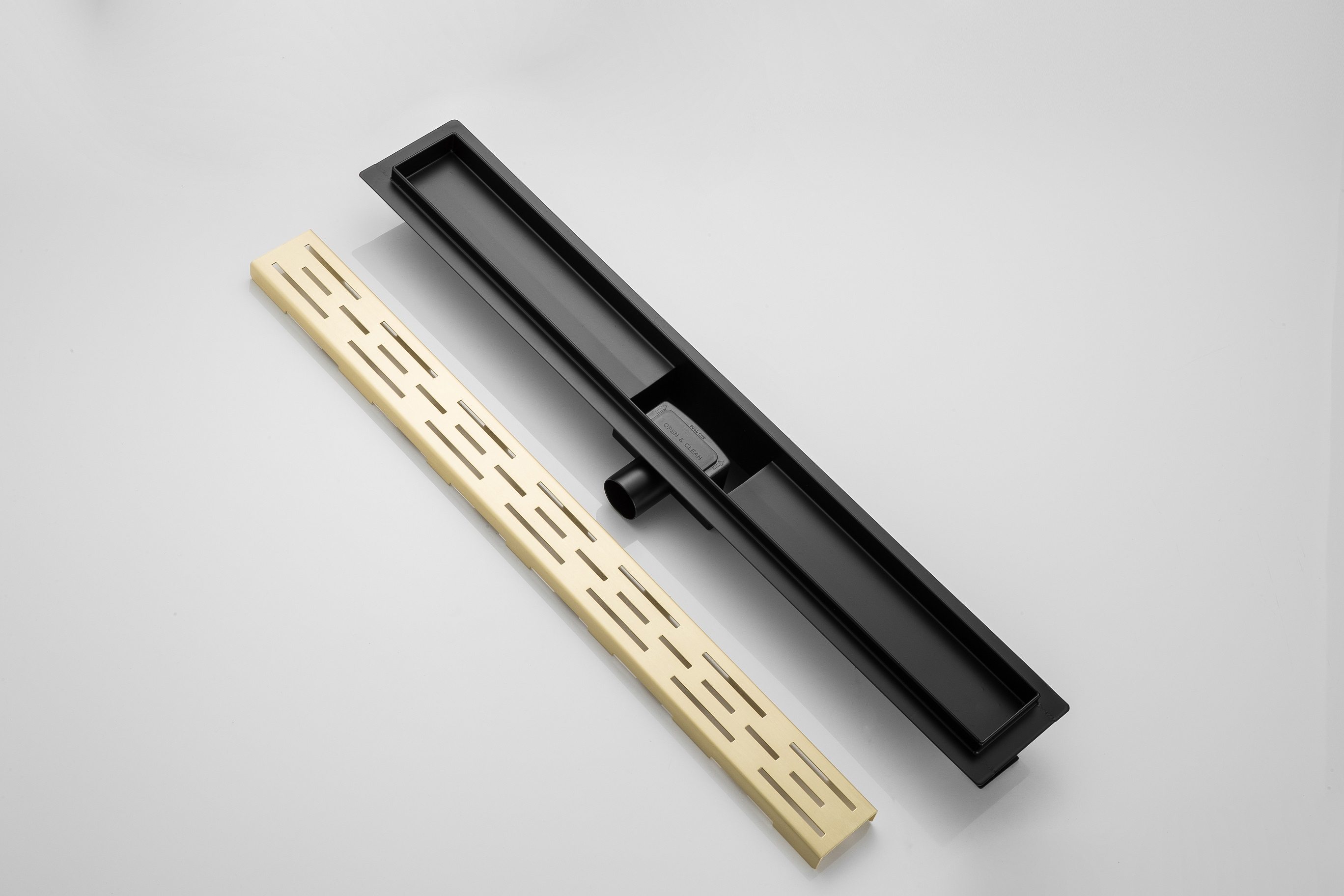 Saniclear Brass douchegoot 70x7cm geborsteld messing - mat goud