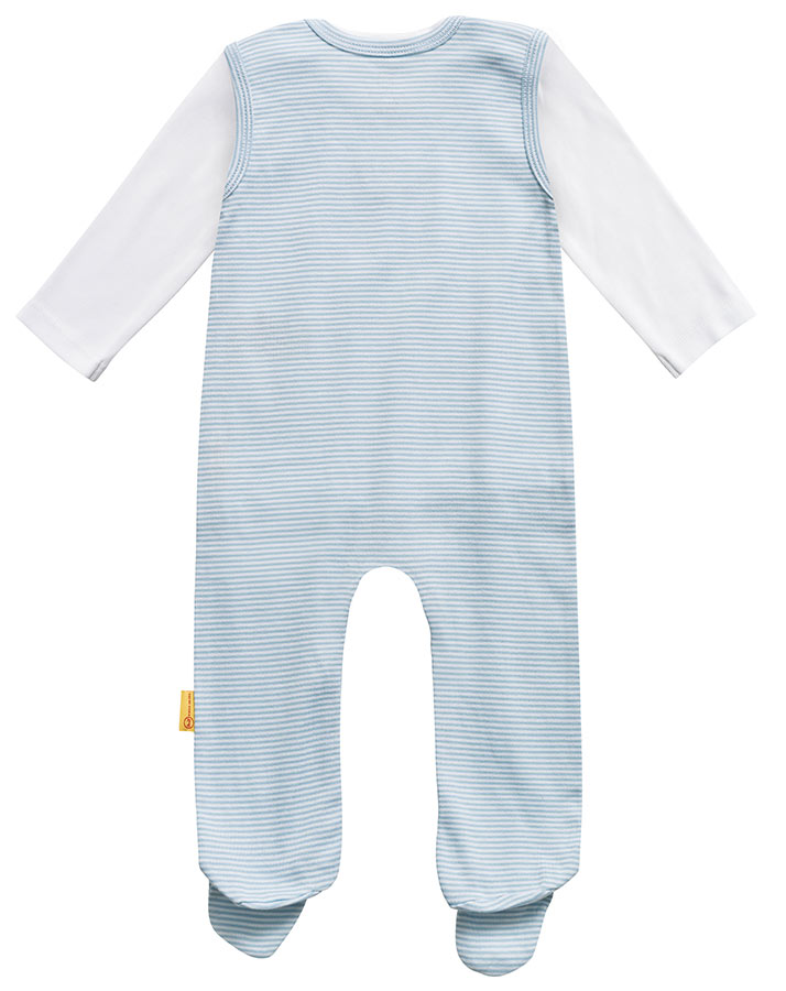 Strampler BASIC mit Langarmshirt in hellblau/weiß