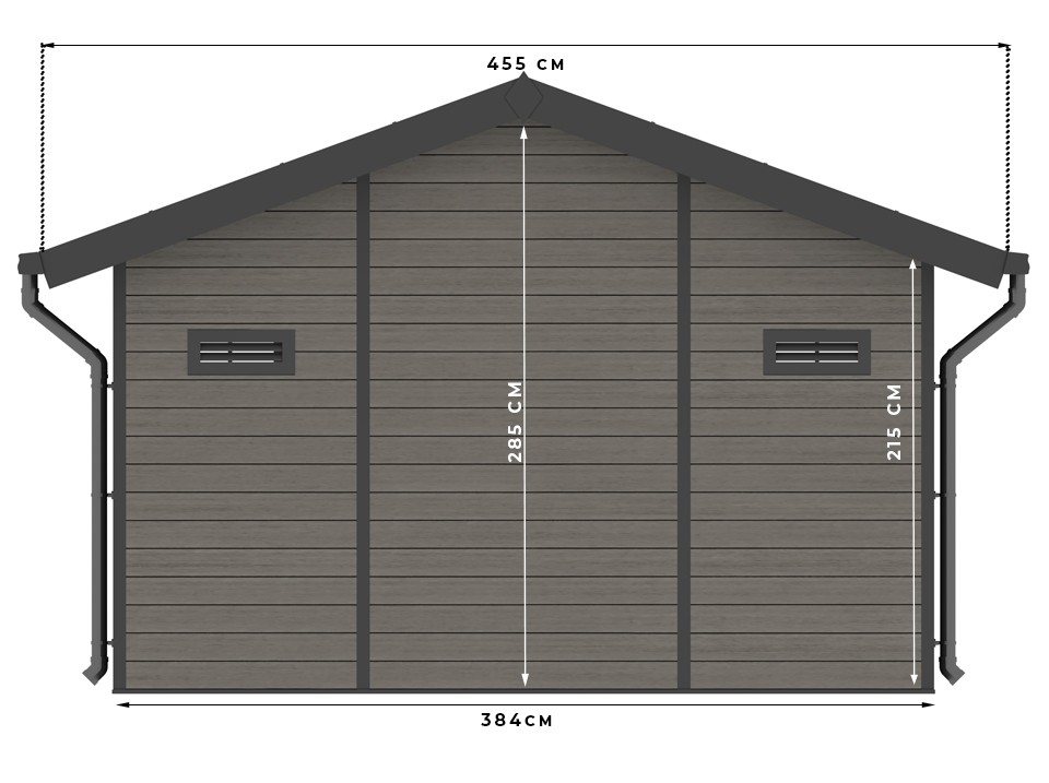 Abri de jardin bois composite braga - 12m2 gris - epaisseur des murs : 28 mm - aluminium - anti uv et intemperies