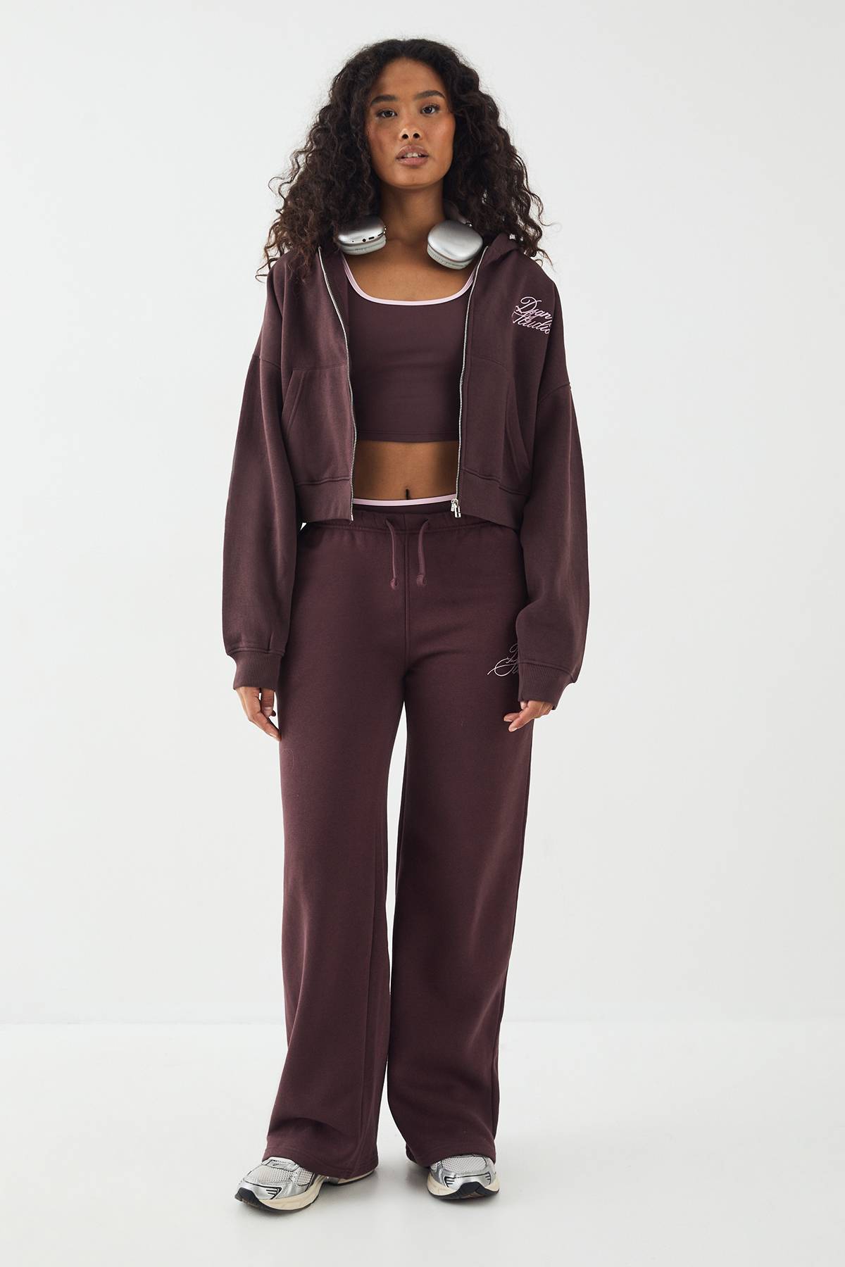 Sweat à Casynthétiqueche Court DSGN Studio Contrast Script Boxy Crop avec Zip