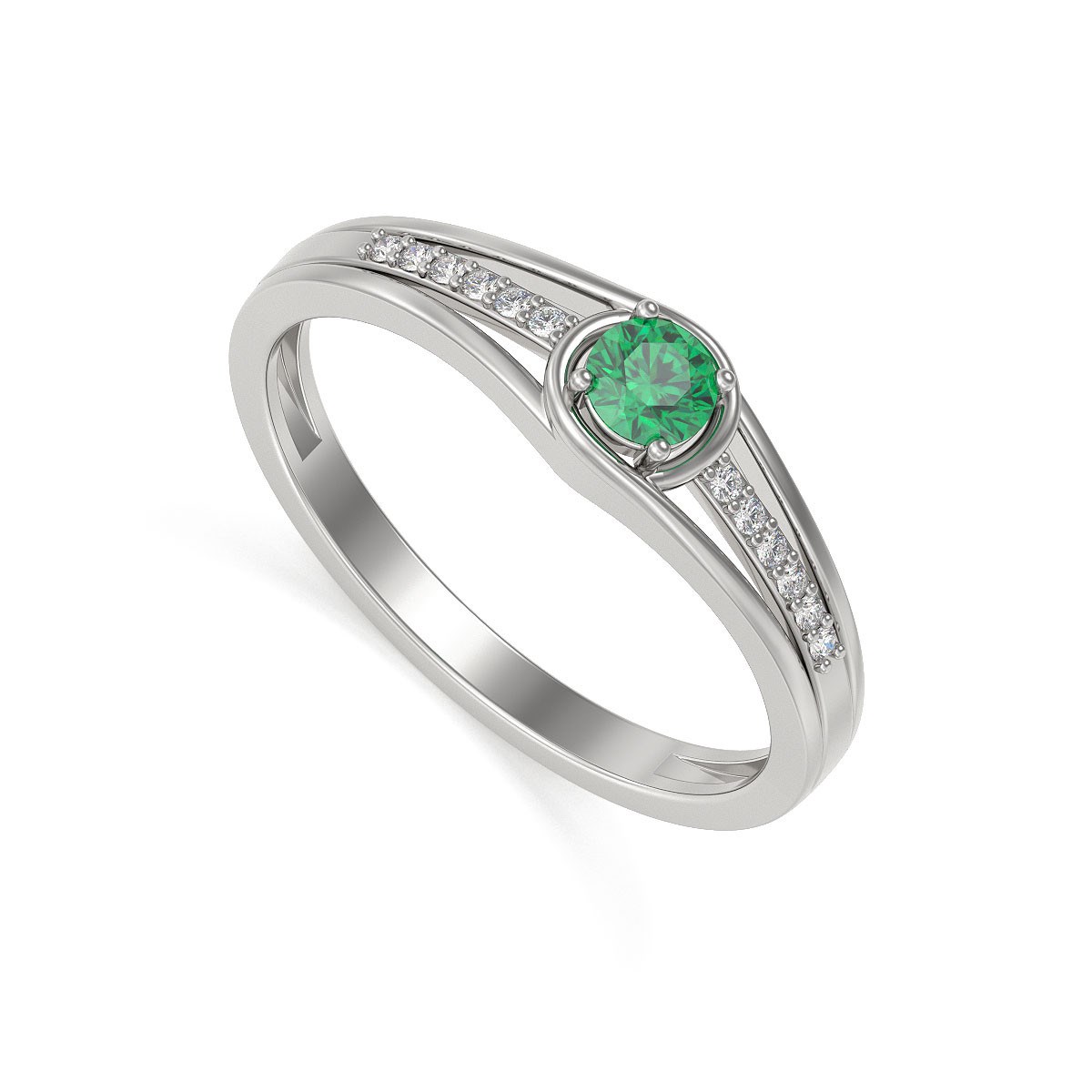Bague Emeraude et diamants sur Argent 925 2.295grs