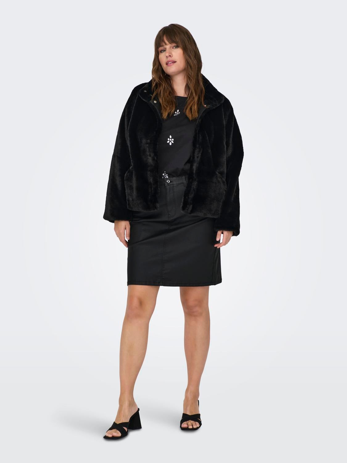 CARNEWVIDA Kunstfell Jacke Black