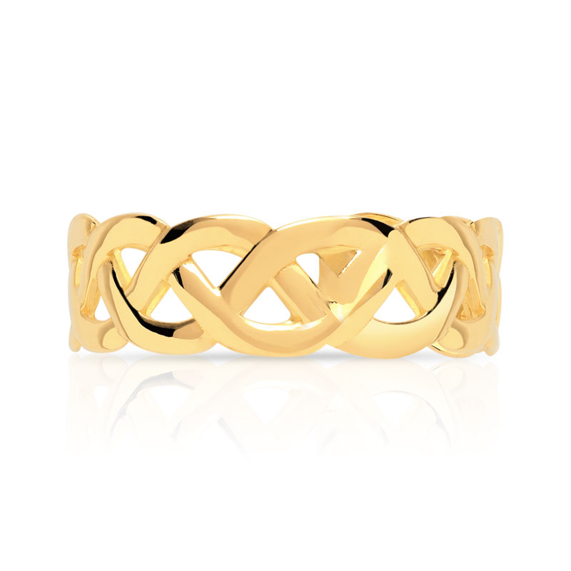Bague or 750 jaune polie tressée