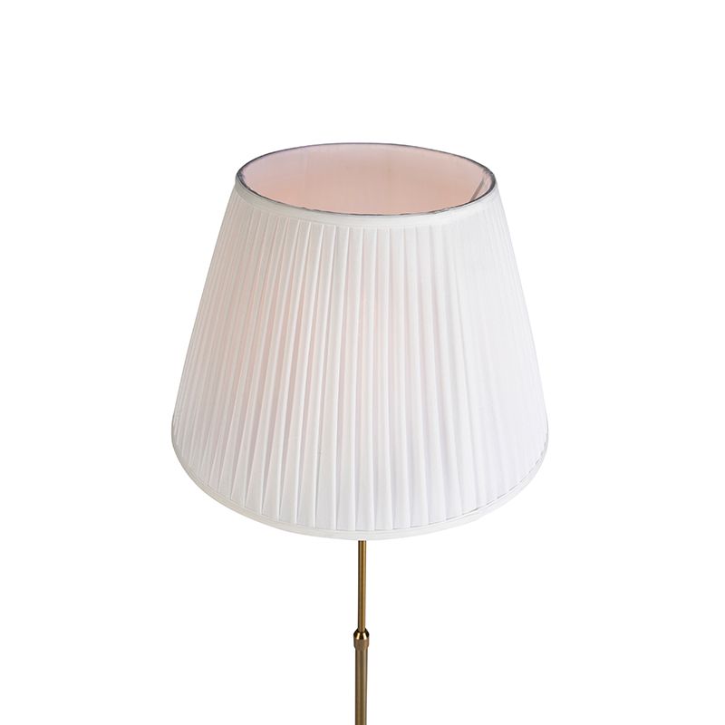 Vloerlamp brons met plisse kap crème 45 cm verstelbaar - Parte