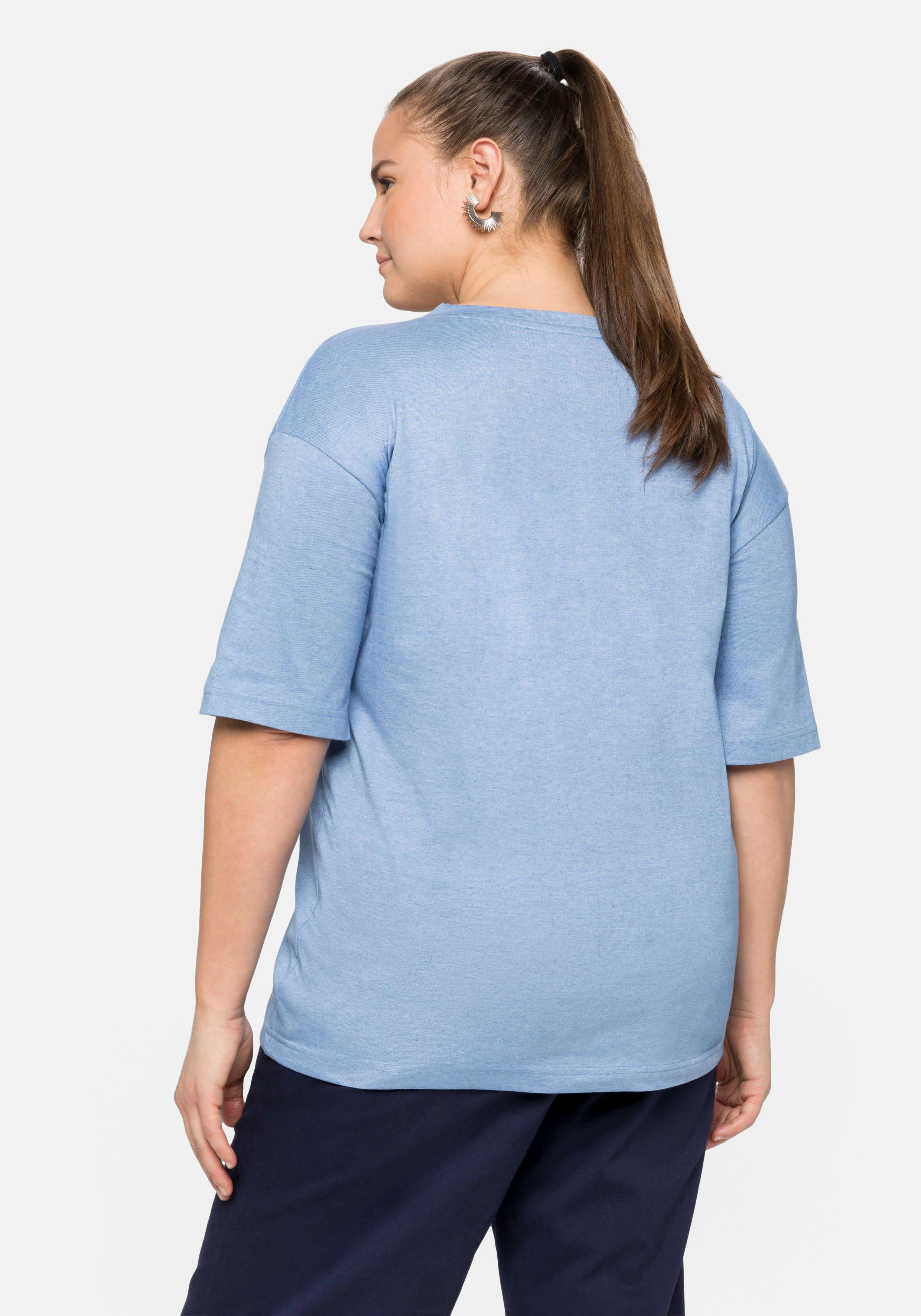 Shirt mit Kordelapplikation, melierte Qualität