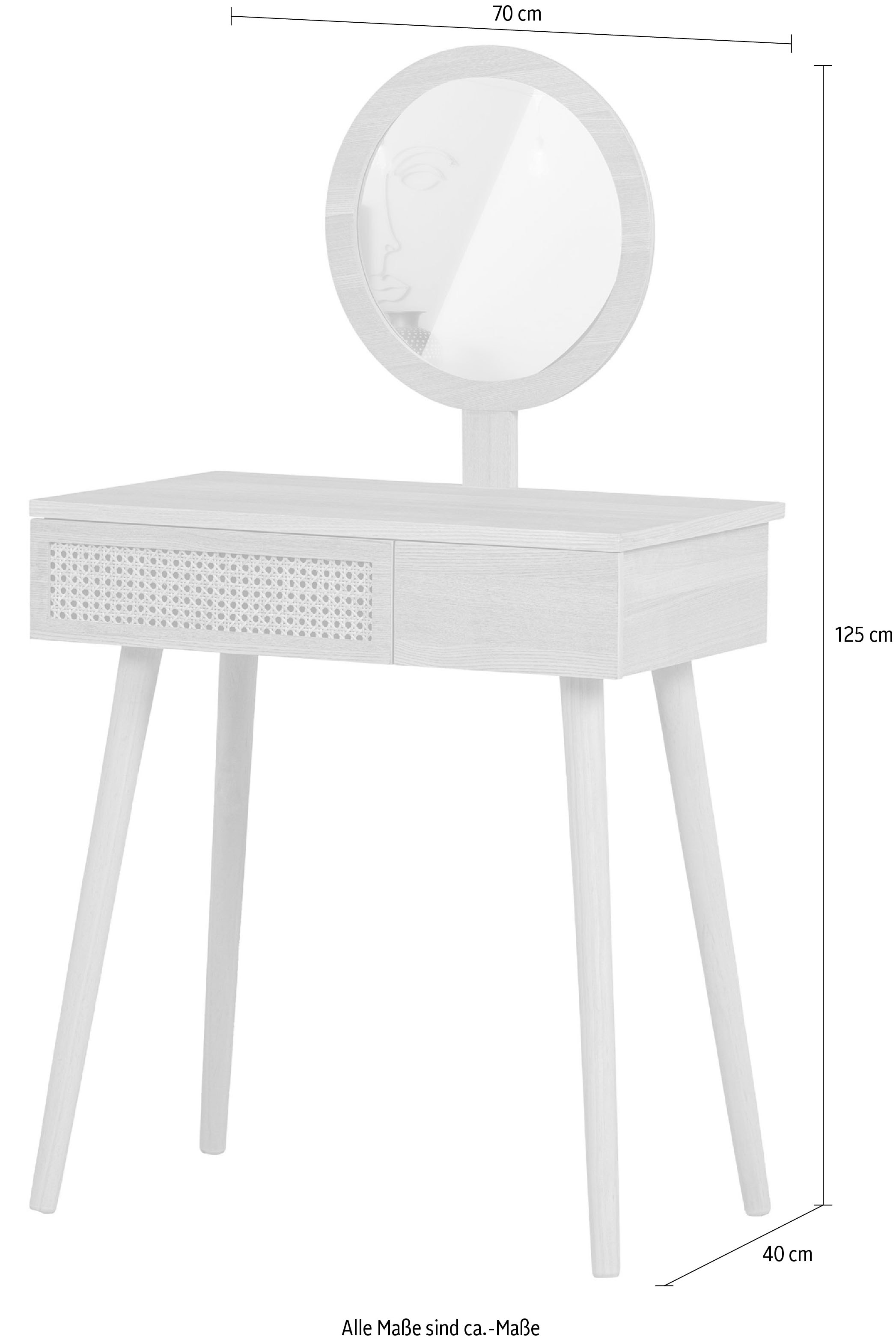 WOOOD Schminktisch »Soof« inkl. Spiegel, H 125 cm x B 70 cm