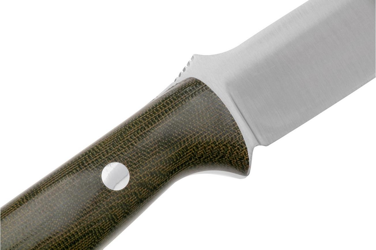 Bark River Bravo 1 CPM 3V, Green Canvas Micarta, vaststaand mes