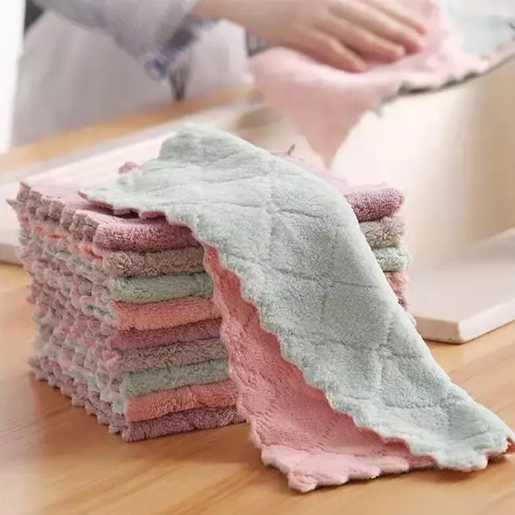 (5er Set) Mikrofaser Küchen Reinigungstuch Saugfähiger Geschirr Putz Lappen - Assortiert