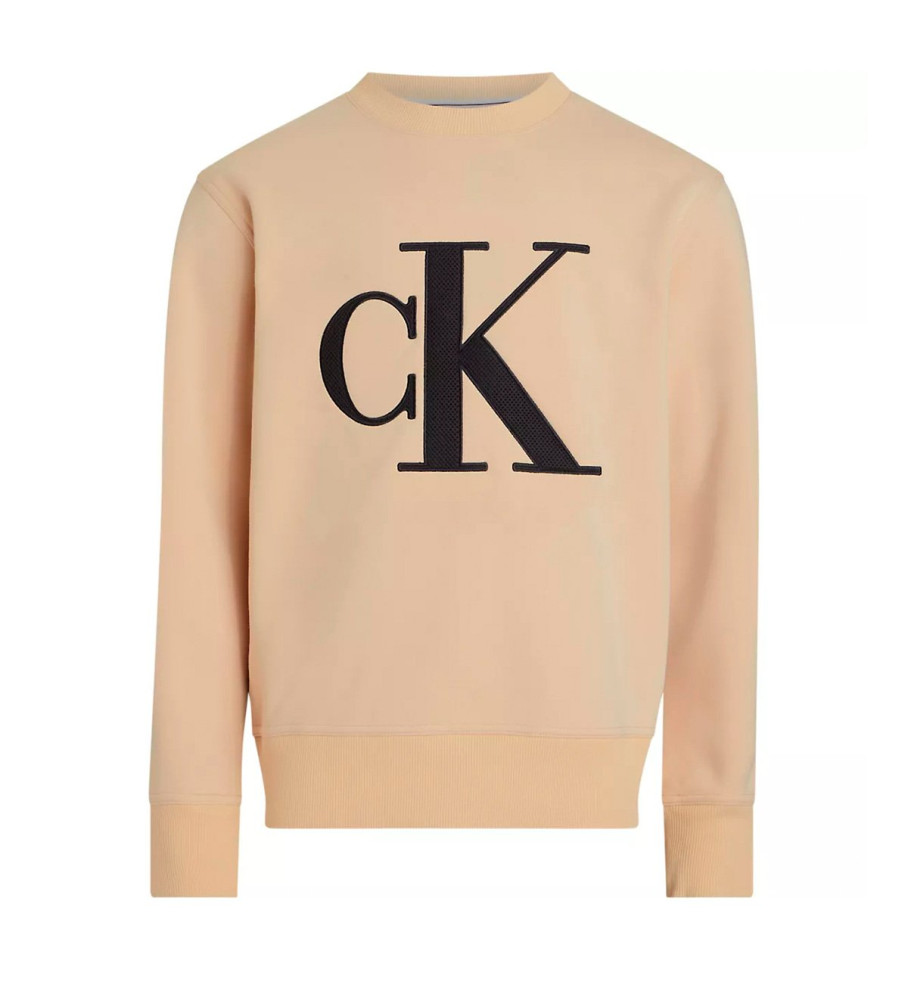 Suéter Calvin Klein Jeans Monologo Perfurado bege