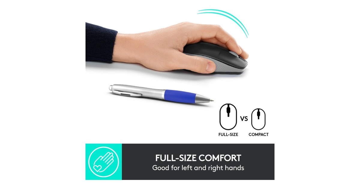 LogitechM190 Full-size wireless mouse  (Grijs, 1000 dpi)
