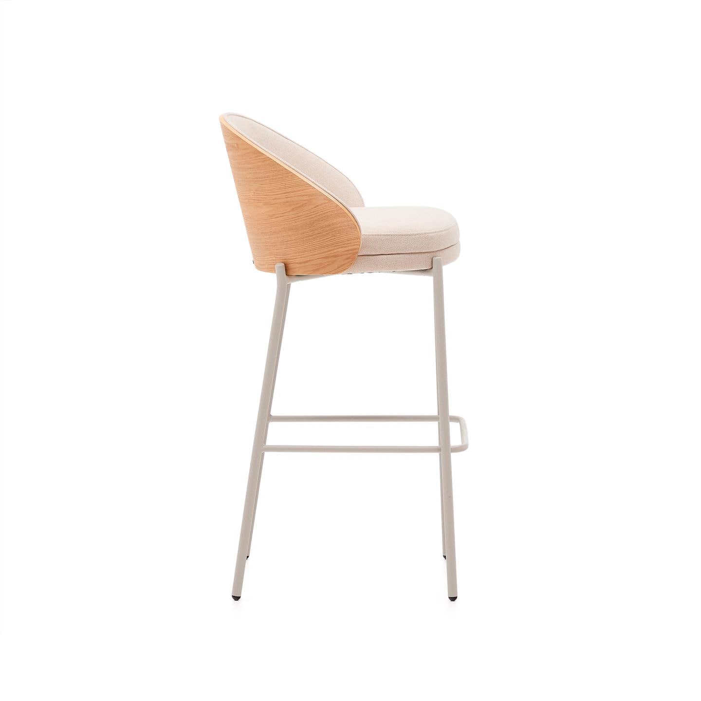 Kave Home Barhocker EAMY Chenille-Bezug beige/Metall beige
