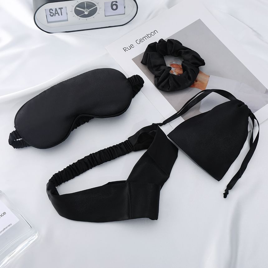 Fondes - Set: Eenvoudig slaapmasker + hoofdband + scrunchie + trekkoordtasje