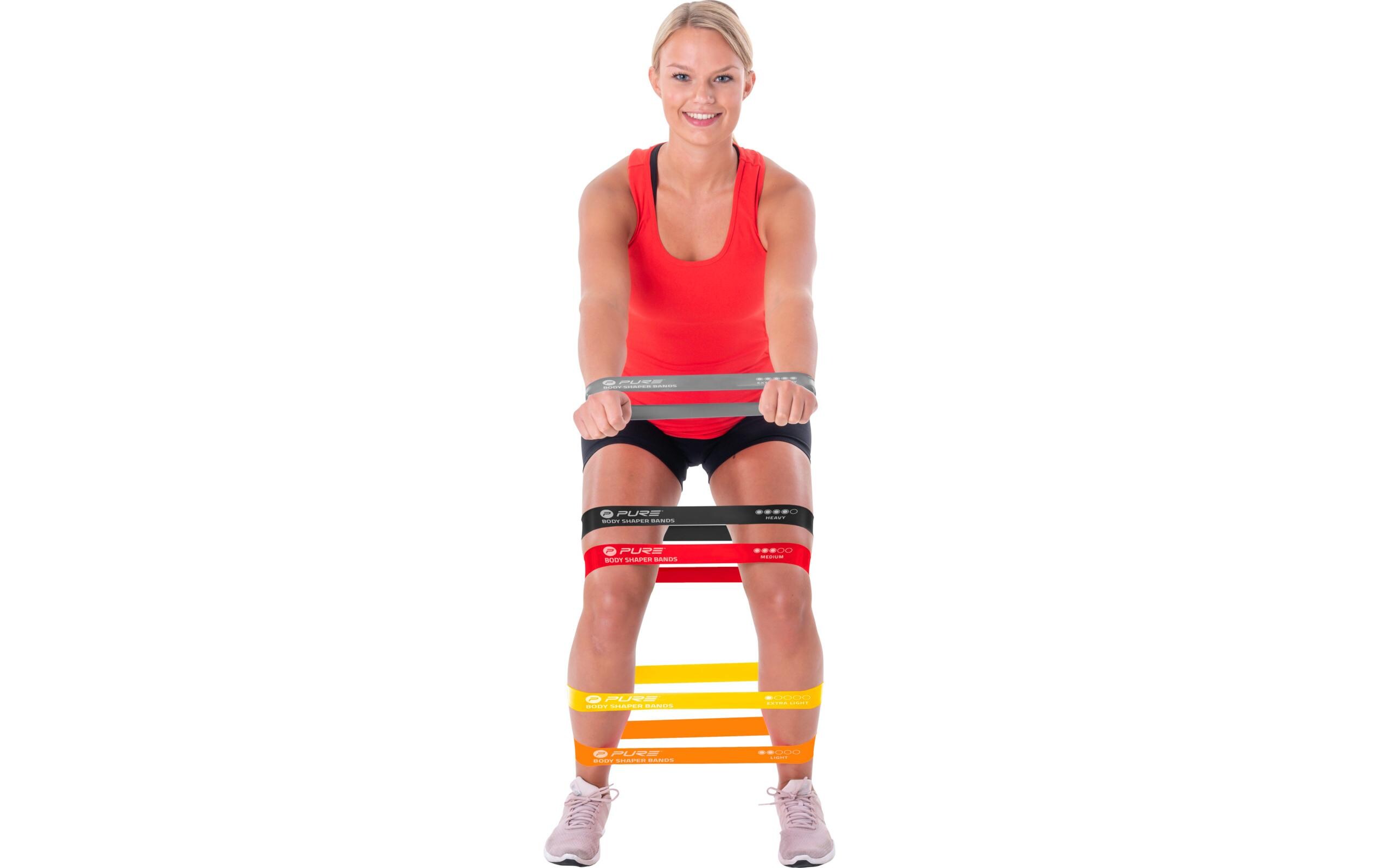 Fitnessband 5er-Set, extra leicht bis extra starkWiderstandsbänder in fünf Stärken