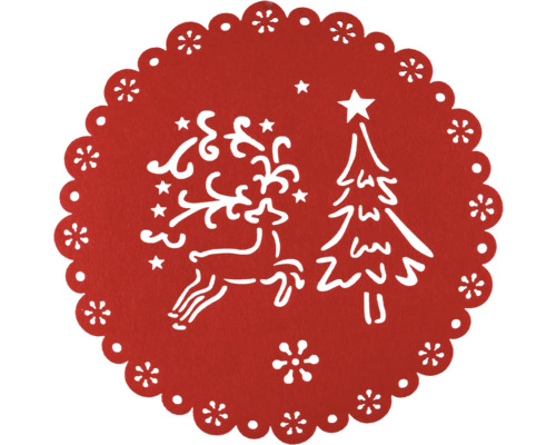 Kerstdecoratie placemat vilt Ø 30 cm rood