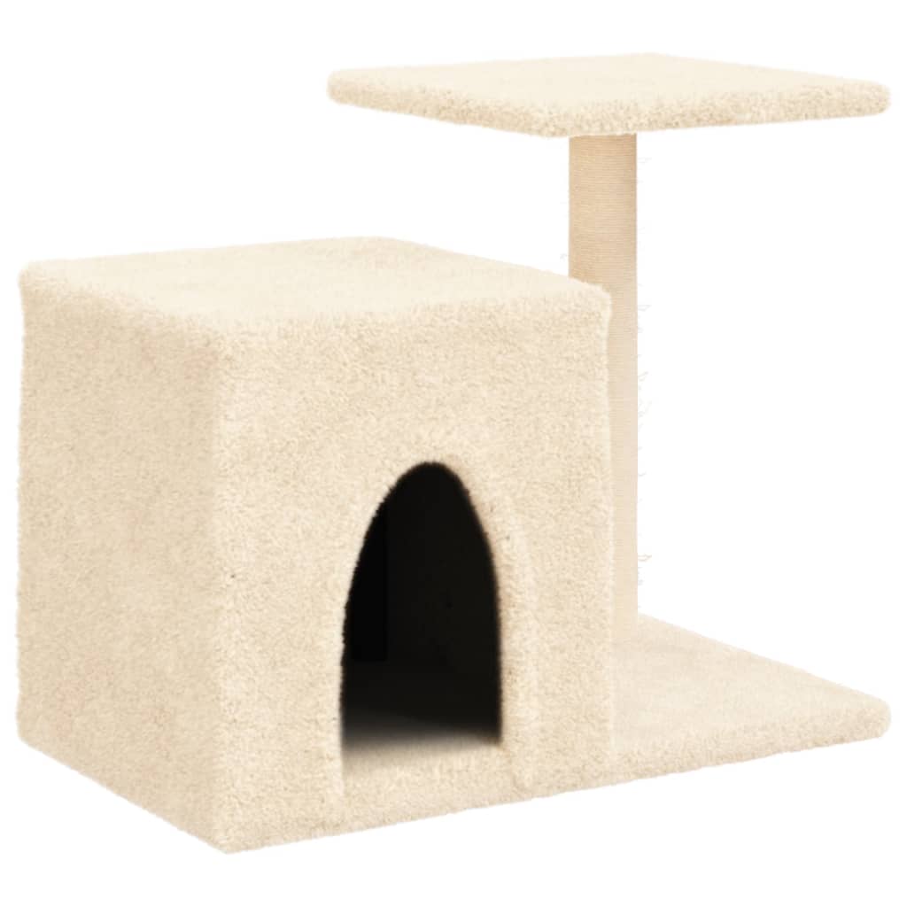Arranhador para gatos vidaXL com postes de sisal, cor creme, 50,5 cm